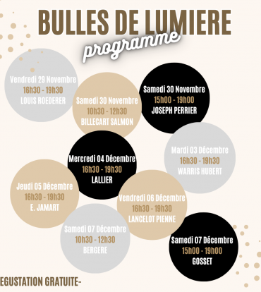 Du Vendredi 29 Novembre au Samedi 07 Décembre 2024 – Bulles de lumière